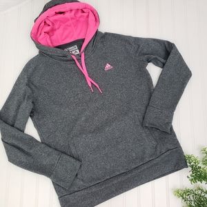 Adidas Ultimate Hoodie Gray Neon Pink Hoodie Lounge Comfy size Medium Gym